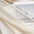 thumbnail image 5 of Bohogeo Beige Linen Textured Tassel Sheer Lace Curtain Panels, Chic Crochet Geometry Knitting Rod Pocket Farmhouse Window Curtain Drapes for Living Room/Bedroom, 2 Panels, 84" L x 40" W, 5 of 6