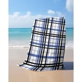 thumbnail image 4 of Blue Black Plaid Beach Towels Oversized Super Absorbent, Farmhouse Blue Black Checkered Lightweight Bath Towel Quick Dry Sets For Bathroom/Pool/Rv Camping/Beach Play/Gym Room/Picnic 35"x70", 4 of 8