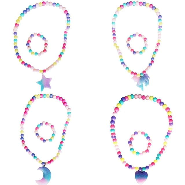 Niños Collar Pulsera Conjuntos Luna Unicornio Corazón Forma Estrella Collar Pulsera Princesa Collar Pulseras Conjunto 4 Piezas Speravity AP005583-00