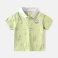thumbnail image 2 of T-shirts Garçons Manches Courtes avec Imprimé Dessin Animé Mode Col Rabattu Hauts Été T-Shirt Enfant Vert 6 Ans-7 Ans, 2 of 4