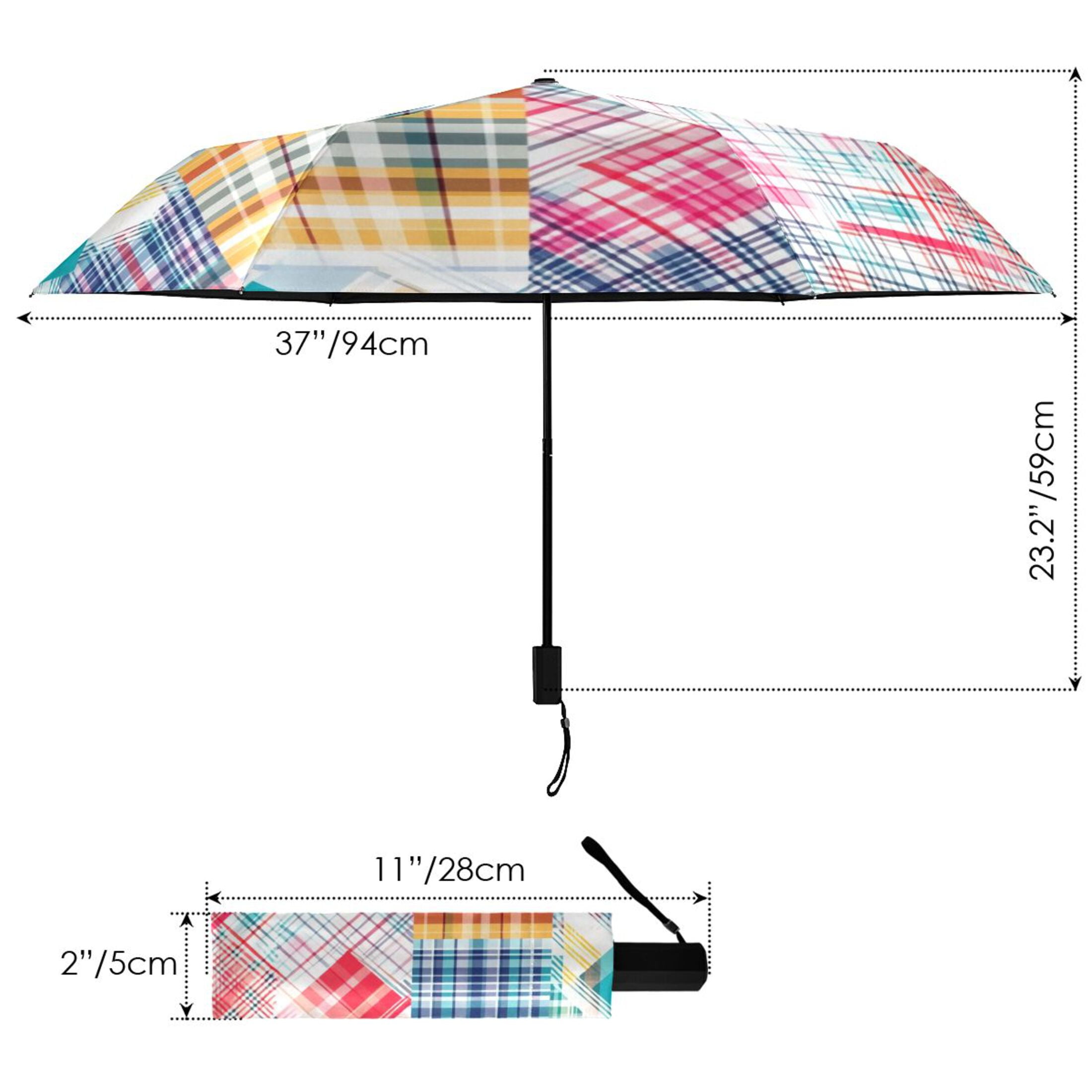 ALAZA Checkered Grid Pattern-a1 UPF 50+ Compact Folding Umbrella for Rain Travel Umbrella Packable