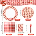 thumbnail image 2 of 100 Pcs Red Checkered Plates and Napkins, Red and White Checkered Plates Scalloped Plaid Plate for Dinner Birthday Baby Shower Wedding Supplies 20 Guests, 2 of 7