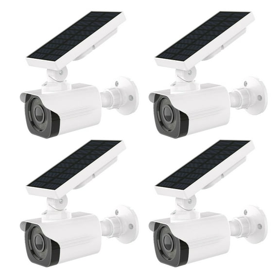 MaximalPower Fake Security Dummy Camera LED Solar Lights Outdoor Flood Lights Motion Sensor  for Garden Driveway Patio Yard (4 Pack)