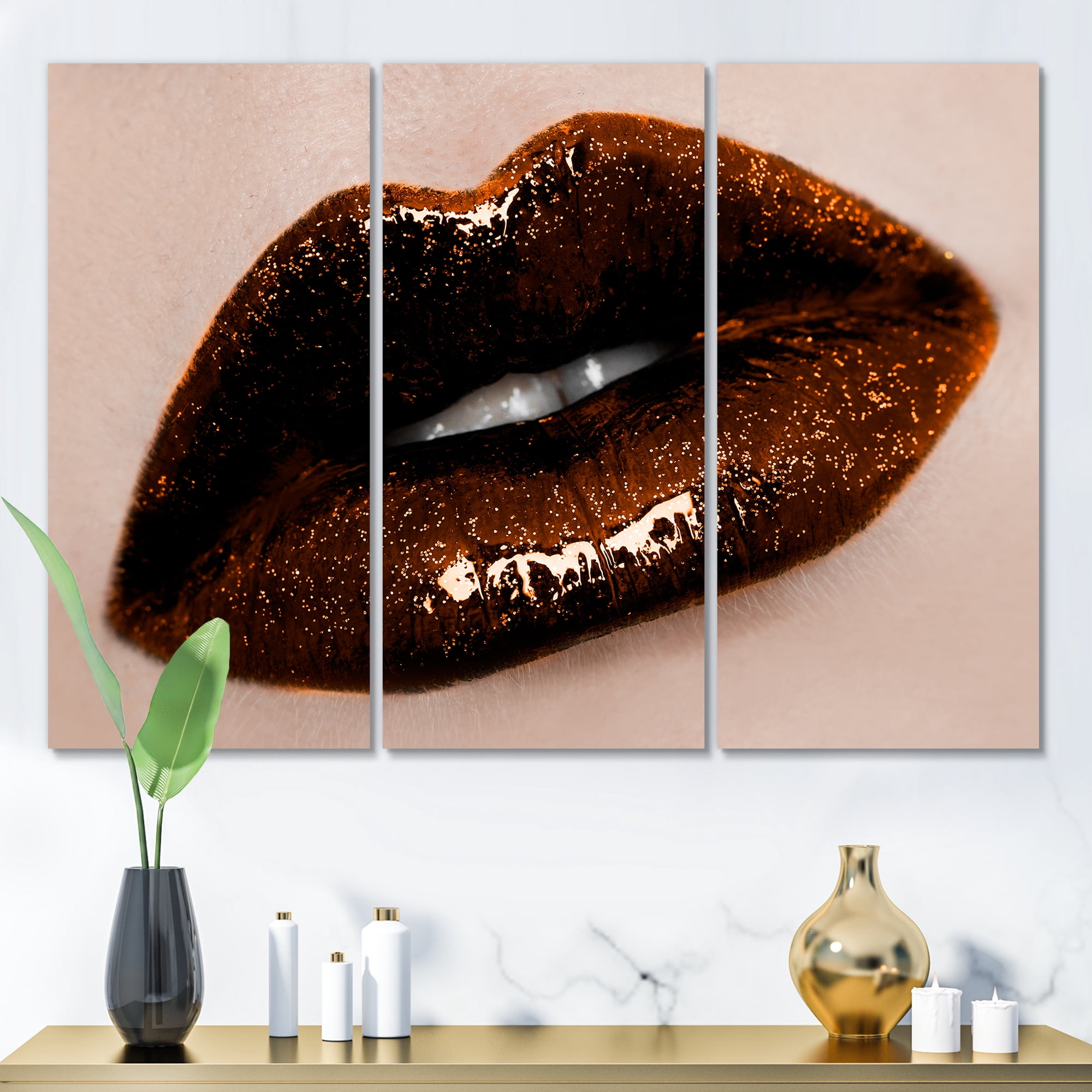 Close-Up Of Gorgeous Female Lips II 28 in x 36 in Painting Canvas Art Print, by Designart