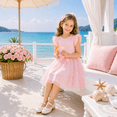 thumbnail image 3 of IPIO Girls Starry Princess Dress, Shimmer Moon Tulle Skirt with Flutter Sleeves and Bow for Birthday Party, 3 of 7