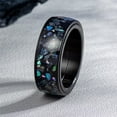 thumbnail image 4 of PAMTIER Men's Stainless Steel 8MM Creative Abalone Shell Rotatable Ring for Anxiety Black Size 11, 4 of 5