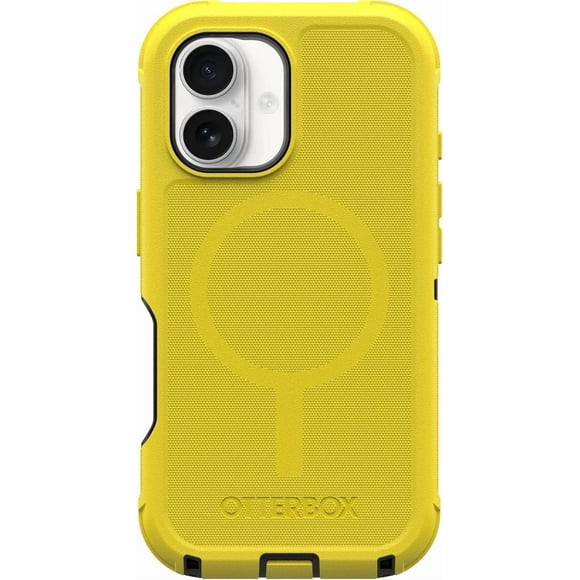 OtterBox iPhone 16 (Seulement) - Étui Defender Series MagSafe - Nuit (Noir et Jaune) - Étui Seulement - Aimants Intégrés - Sans Écran - Robuste et Durable - avec Protection de Port - Emballage Non Commercial