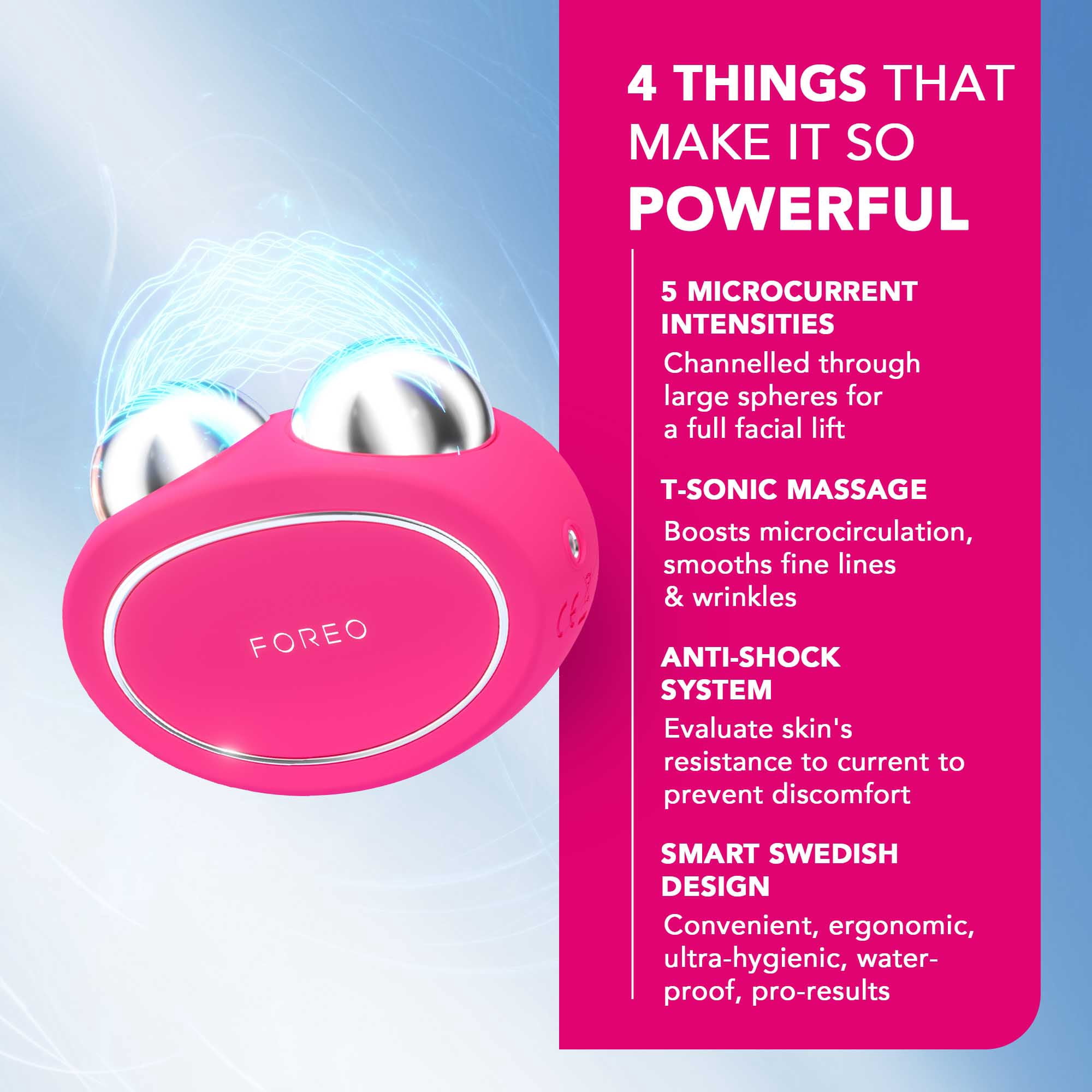 FOREO BEAR Microcurrent Facial Toning Device Bundle with 2x Serum 2.0 - Fuchsia