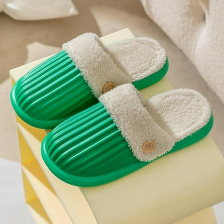 

uikmnh Warm Slippers Winter Couple Models Ladies Warm Home Baotou Removable Inner Soft Bottom Comfortable Solid Color Waterproof Bottom Cotton Mop 6.5