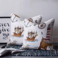 thumbnail image 2 of 26x26 Pillow Covers Set of 2, Nautical Lighthouses Throw Pillow Covers Decorative Couch Cushion Case, Ocean Ship Anchors Seashells Birds Microfiber Square Pillowcases for Bedroom Car Living Room, 2 of 7