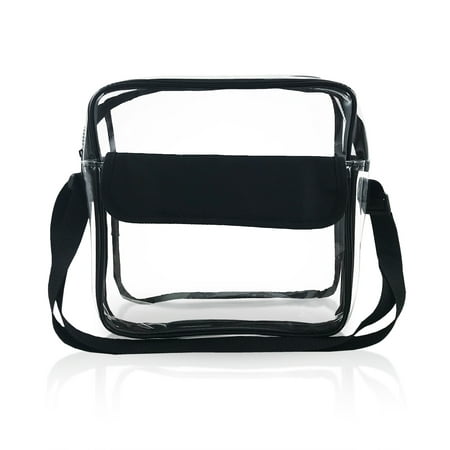 Nfl Stadium Roved Clear Messenger Bag Large 10 Inches Cross Shoulder Event Security Compliant Transpa Black