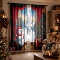 thumbnail image 4 of 2 Pack Christmas Red Snowflake Curtains, Washable Semi Sheer Festive Window Drapes For Living Room Xmas Party Home Decoration, 4 of 6