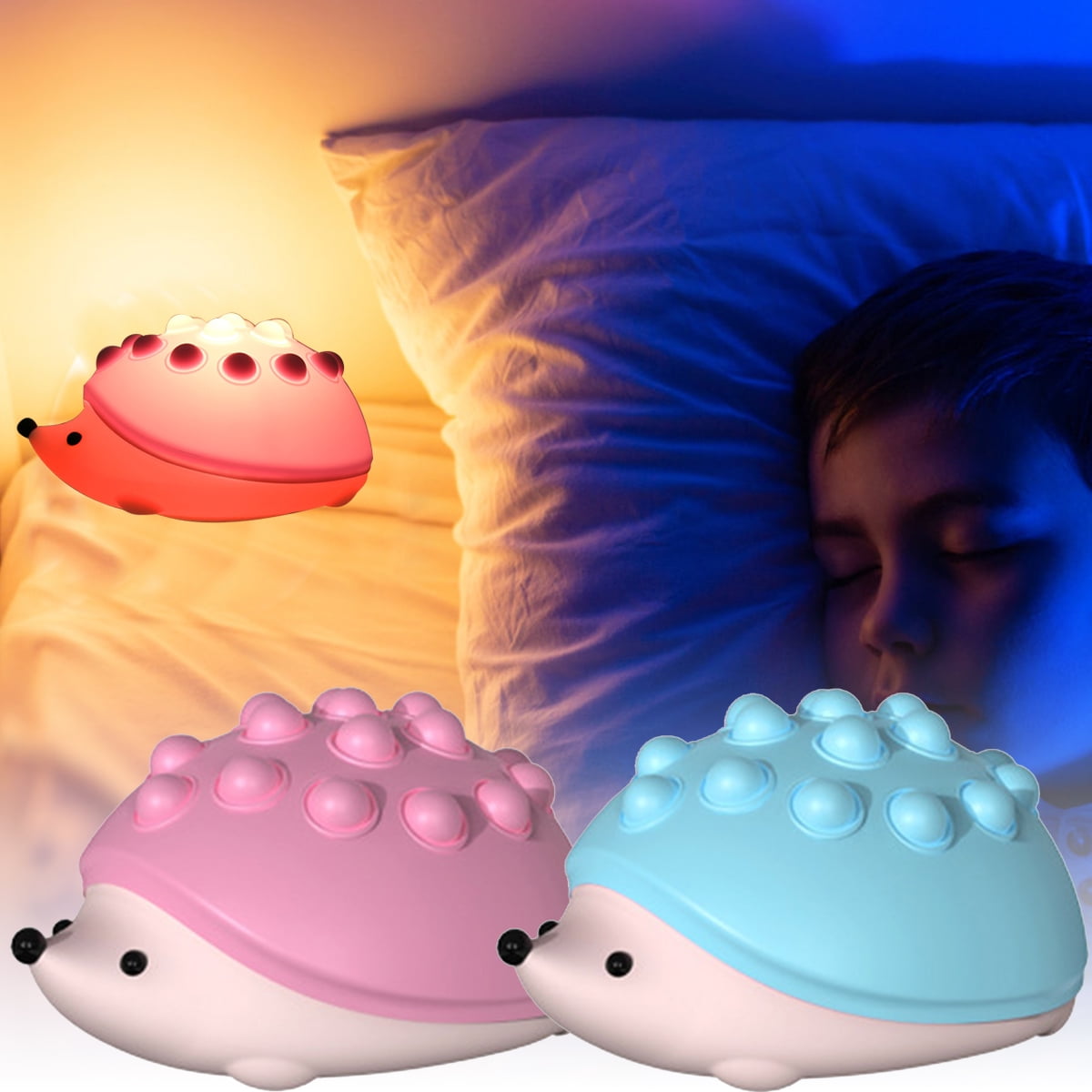 Sutowe LED Nursery Night LightCute Hedgehog Silicone Control Animal