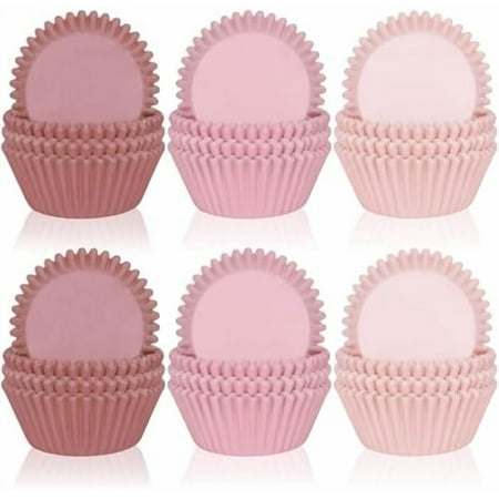 600Pcs Dusty Pink Cupcake Liners Dusty Pink Gradient Color Baking Cups Holders Dusty Rose Cupcake Wrappers Muffin Liners for Baby Shower Bridal Shower Wedding Party Supplies