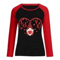 thumbnail image 5 of T-Shirts Joyeuse Saint-Valentin pour Femmes Imprimé Cœur Tunique Manches Longues Col Rond Pull Cadeaux pour Femmes, 5 of 5