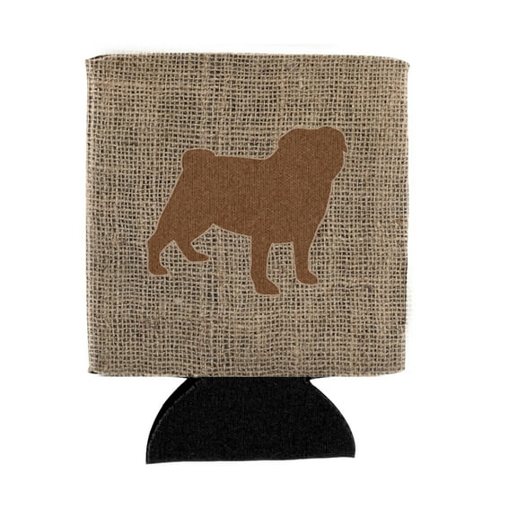 Pug Burlap and Brown BB1112 Can or Bottle Hugger