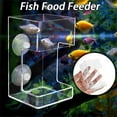thumbnail image 5 of Haful One Fish Tank Fish Food Feeder Acrylic Clear Fish Tank Feeder with Suction Cup Square Fish Feeder Dish Fish Feeding Ring Transparent Aquarium Fish Feeding Tube Station Floating, 5 of 6