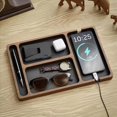 thumbnail image 3 of 2X Caja de Almacenamiento de Madera para Escritorio de Oficina, Caja de Madera Maciza para Guardar Objetos Pequeños, Teléfono Móvil, Auriculares y Bandeja de Madera., 3 of 5
