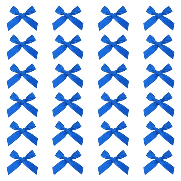 24 Pcs Mini Ribbon Bow 1.8 Inch for Craft DIY Cake Sewing Wedding Birthday Party Wrapping, Dark Blue
