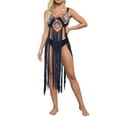 thumbnail image 1 of VISgogo - Bikini para mujer, sin mangas, para playa, con borlas caladas, vestido de verano VISgogo  moda, 1 of 7