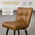 thumbnail image 4 of 26"Bar Stools Set of 4, 360°Swivel Counter Height Bar Stools Faux Leather Upholstered Barstools with Back & Metal Legs Bread grid Counter Height Barstools for Bar Kitchen Dining Room Brown, 4 of 12
