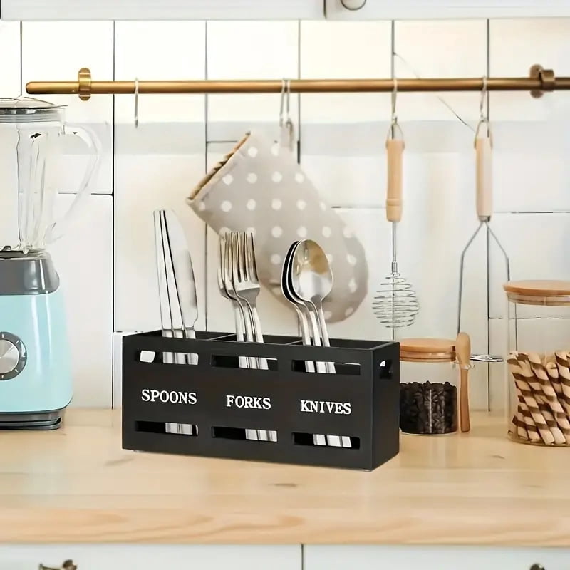 Wooden Cutlery Silverware Holder Flatware Utensil Caddy Utensil Holder for Kitchen Counter Wood Silverware Caddy Organizer for Table Countertop Spoon Knife and Fork Holder for Parties
