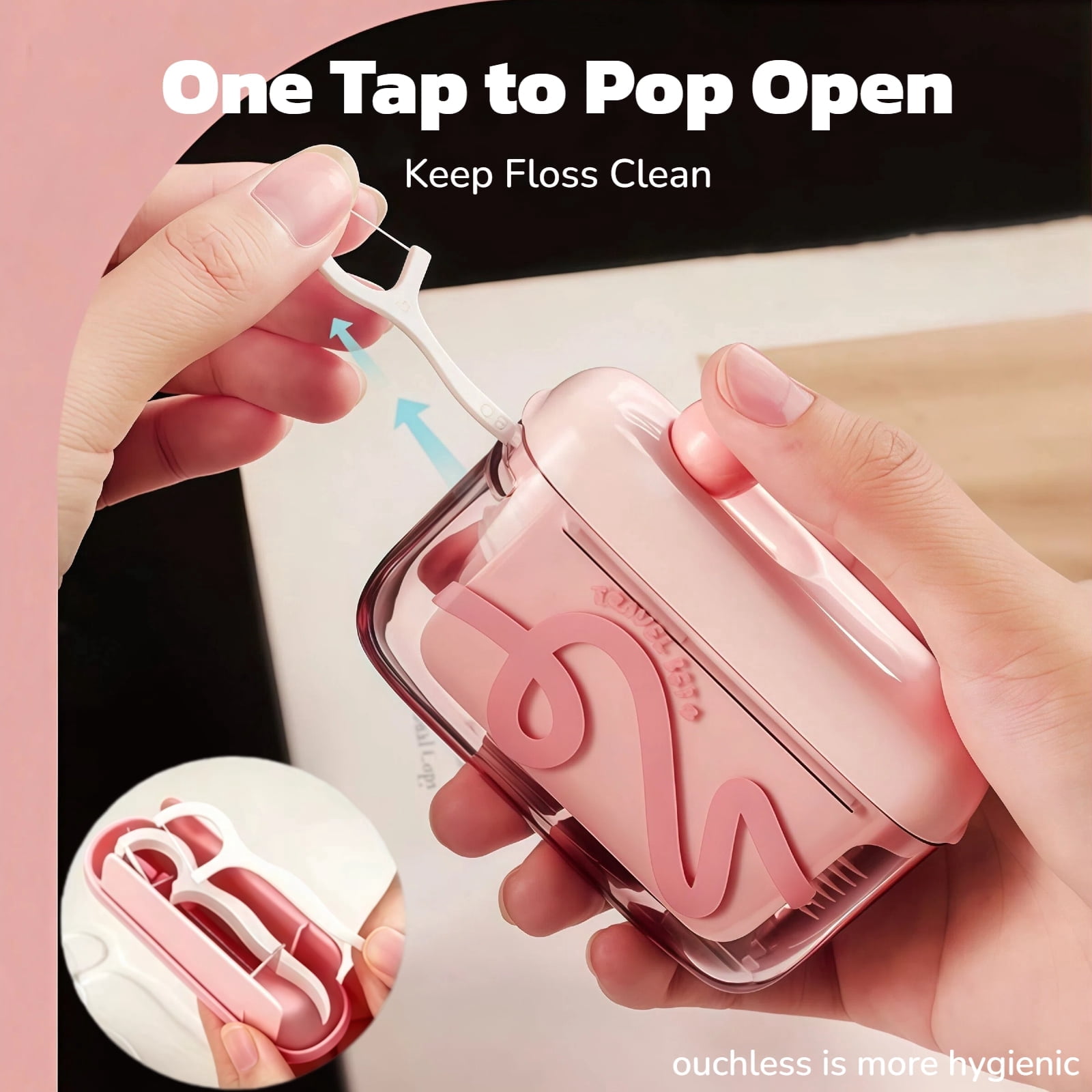 3Pack Automatic Pop-up Floss Dispenser Refillable  Floss Holder Portable Travel Floss Pick Organizer Case with 100 Floss Picks for Teeth Cleaning