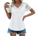 thumbnail image 2 of Sexlip Women's T-Shirt Round Neck Casual Solid Pattern Breathable Stylish Look Versatile Styling Breathable Wear White XXL, 2 of 5