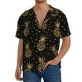 thumbnail image 3 of Haiem Gold Glitter Pineapples Men's Casual Shirts Short Sleeve Button Down Shirts Fashion Textured Summer Beach Shirt-3X-Large, 3 of 7