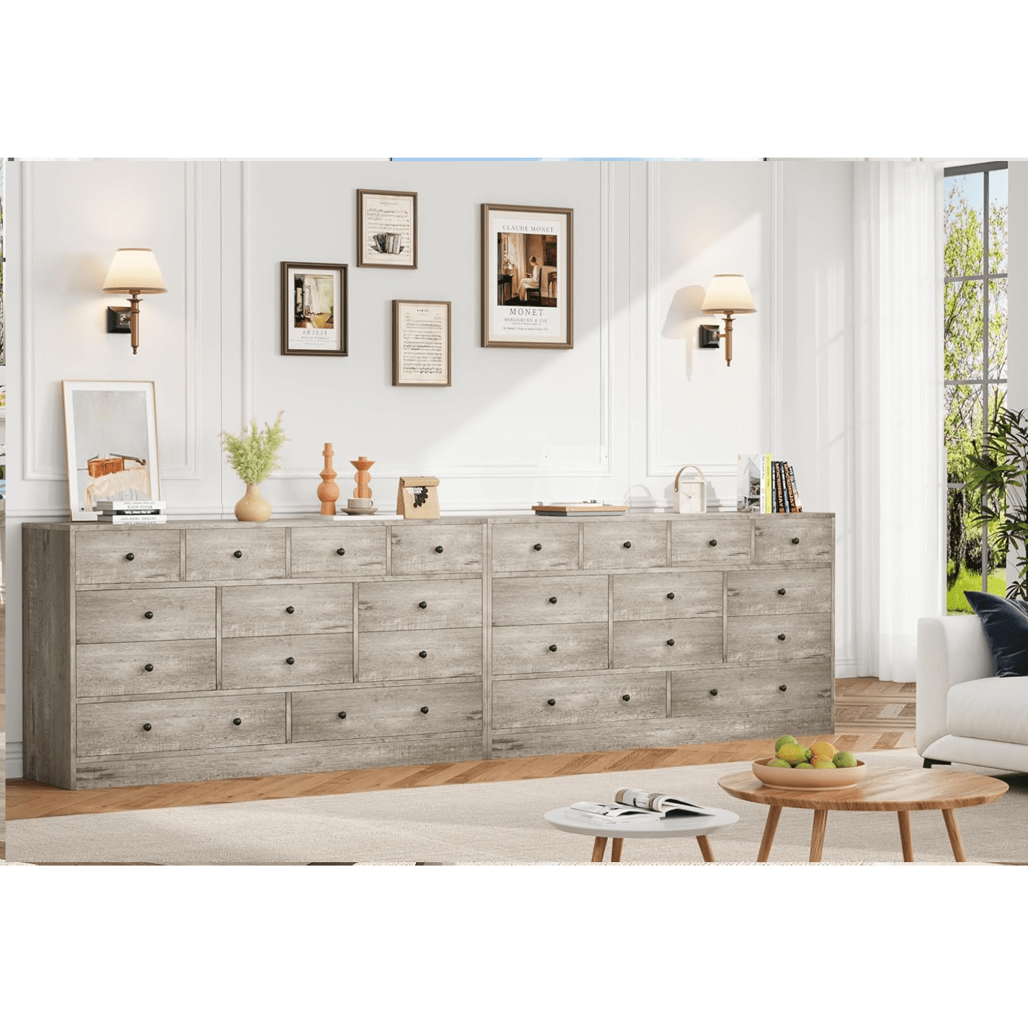 12 Drawer Dresser for Bedroom, 61 Inch Dresser with Power Outlet, Modern Chest of Drawer, Wood Triple Wide Drawer Organizer Cabinet for Bedroom, Living Room, Entryway, Hallway
