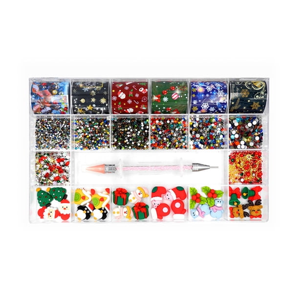 Navidad Nail Rhinestones Nail Art Stickers 3D Nail Art Decoración Diy Navidad Nail Art Suministros Accesorios 21 Rejillas Cateissary CE006876-00