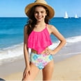 thumbnail image 5 of WRKEKC Girls Tankini Set 2 Piece Halter Twist Cutout Solid Color Drawstring Shorts Removable Pads 7-14 Years, 5 of 7