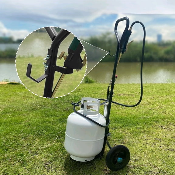 Portable Propane Tank Dolly with Wheels, Propane Tank Cart for Fire Pit, Heater, Weed Torch, BBQ, Cart for 5lb/20lb Propane Tank, Gas Trolley for Blow Torch (Cylinder and Torch Not Included)