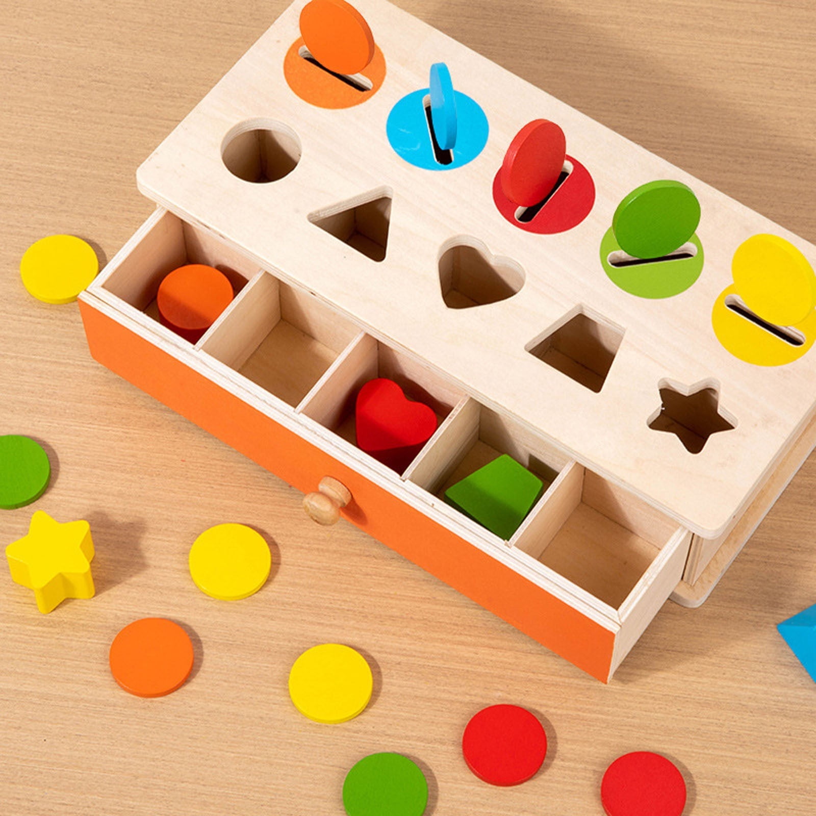 Early Learning Activity Box - Educational Shape Sorter Toy with Color & Shape Matching, Fine Motor Skills Activity for Infants & Toddlers 1-2 Years Old
