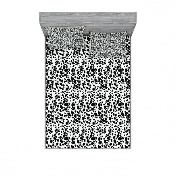 Dalmatian Dog Print Bedding Set with Sheet & Covers, Black and White