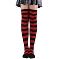 thumbnail image 1 of 2x 1 Par de Medias Largas para Uso Diario, Calcetines Rayas para Mujer a La Moda, Calcetines hasta El Muslo para Navidad, Señoras Y Niñas 2 piezas, 1 of 7