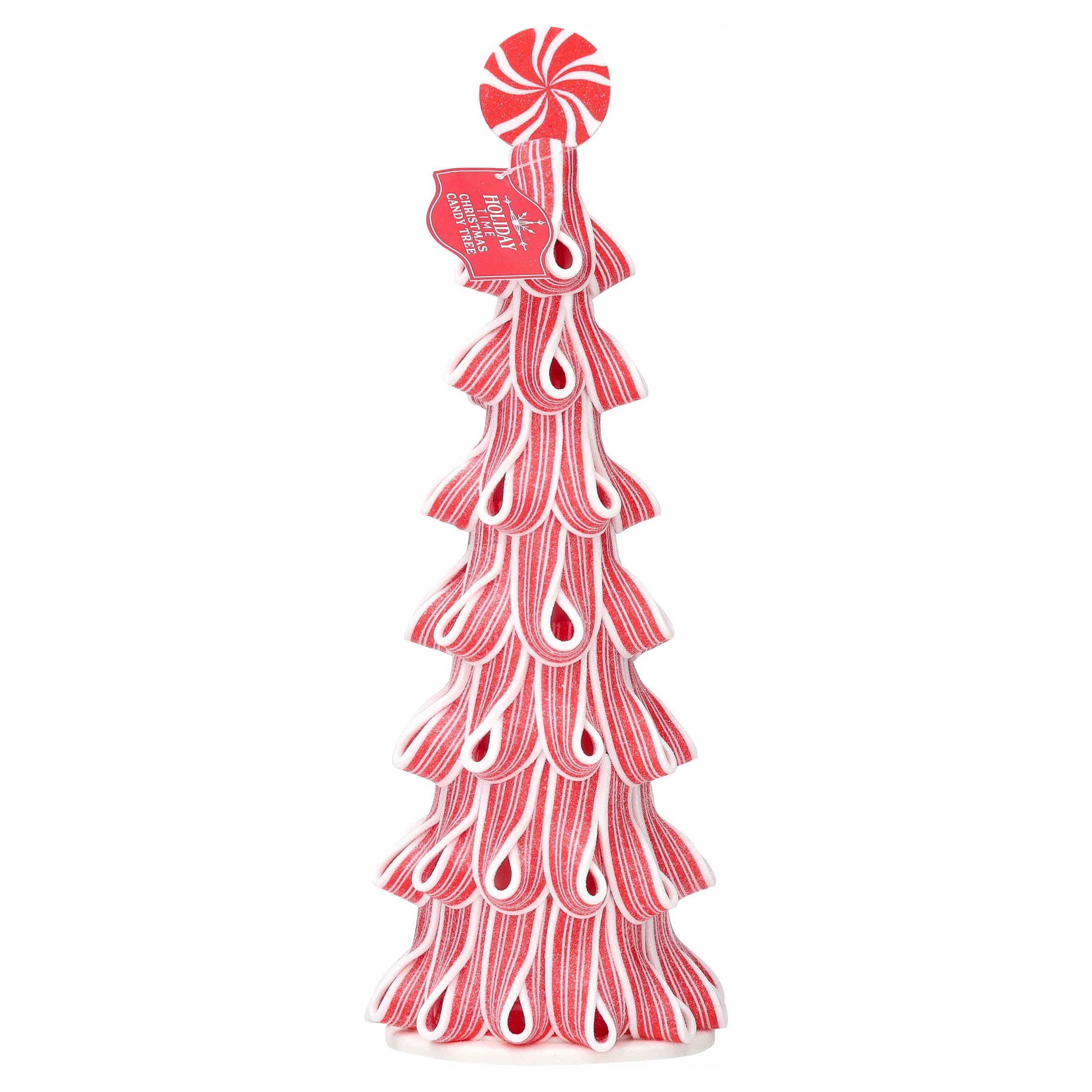 Ribbon Candy Tree Christmas Decoration, Red and White, 14", by Holiday Time