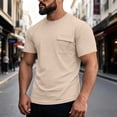 thumbnail image 2 of FRSASU Men's T-Shirts Short Sleeve Pocket Tee Soft Crew Neck Solid Color Casual Summer Basic T-shirts Beige, 2 of 8
