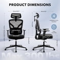 thumbnail image 2 of Office Chair Ergonomic Desk Chair - Home Mesh Office Desk Chair with Adjustable Lumbar Support, High-Back Computer Gaming Chair with Headrest 3D Armrests, Rolling Swivel Task Chairs for Home, Office, 2 of 8