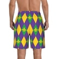 thumbnail image 3 of Bixox Men's Mardi Gras printing Casual Classic Fit Short Summer Beach Shorts, 3 of 6