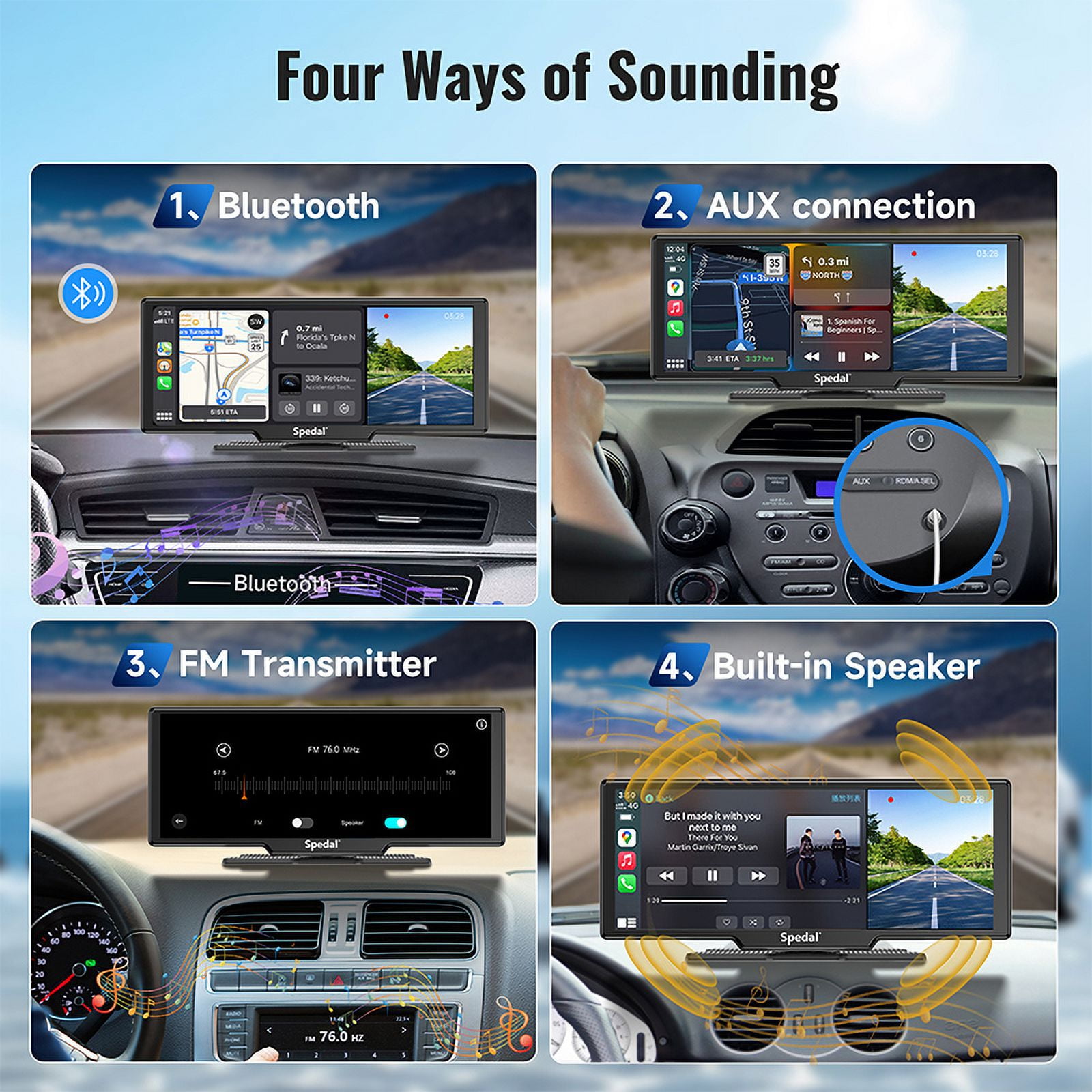 CL860L ポータブル CarPlay ドライブレコーダー 9.3インチ 2K