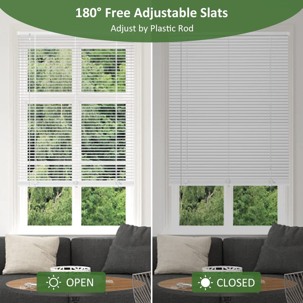 LUCKUP Cordless Mini Blinds Horizontal Venetian Blinds Vinyl Window Shades Light Filtering Privacy Room Darkening Blinds for Bedroom, Kitchen, Office, 18" W X 64" H, White