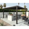 thumbnail image 3 of PURPLE LEAF 12' x 12' Louvered Pergola Outdoor Adjustable Louvre Shade Modern Aluminum Retractable Hardtop Roof for Deck Backyard Garden Bronze, 3 of 9