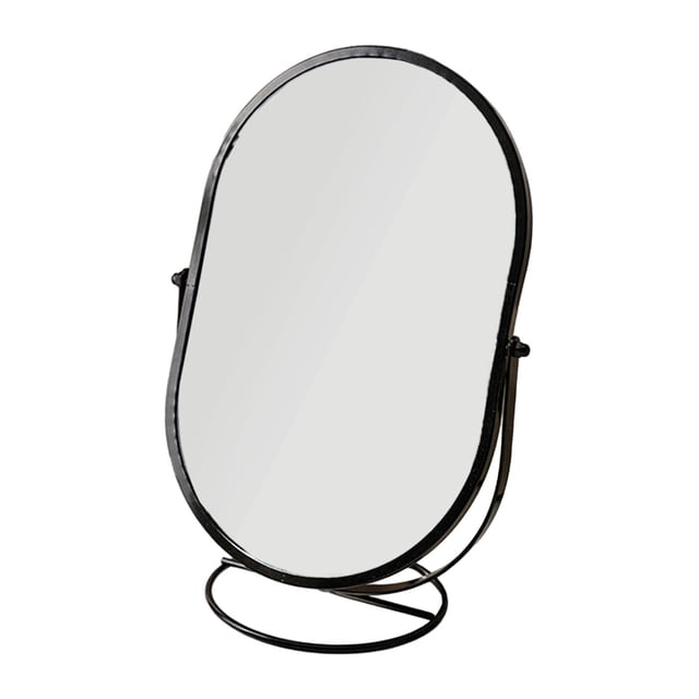 Espejo de pie de escritorio, espejo de tocador de mesa pequeño, espejo de pie de escritorio giratorio moderno para dormitorio, sala de estar Negro