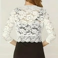 thumbnail image 7 of APEXFWDT Women's Lace Cardigan Open Front Short Shrug Elegant Sheer Floral Cropped Bolero Tops Ruffle Collar 3/4 Sleeve Cardigan, 7 of 7