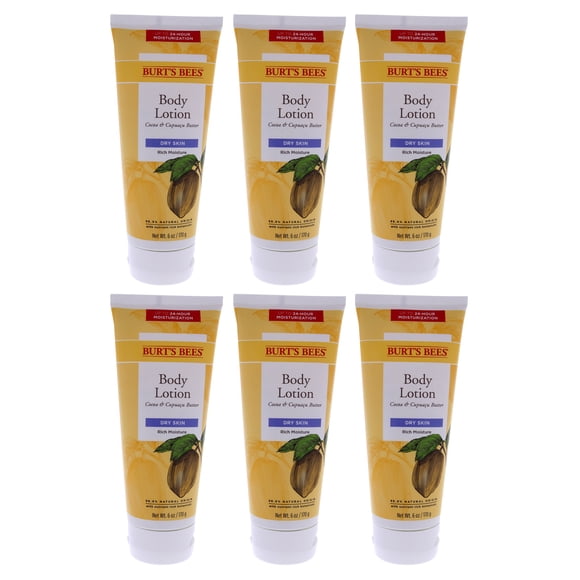 Loción corporal con manteca de cacao y cupuaçu de Burts Bees para unisex - Loción corporal de 6 oz - Paquete de 6 Burts Bees Burts Bees Loción corporal 6 oz