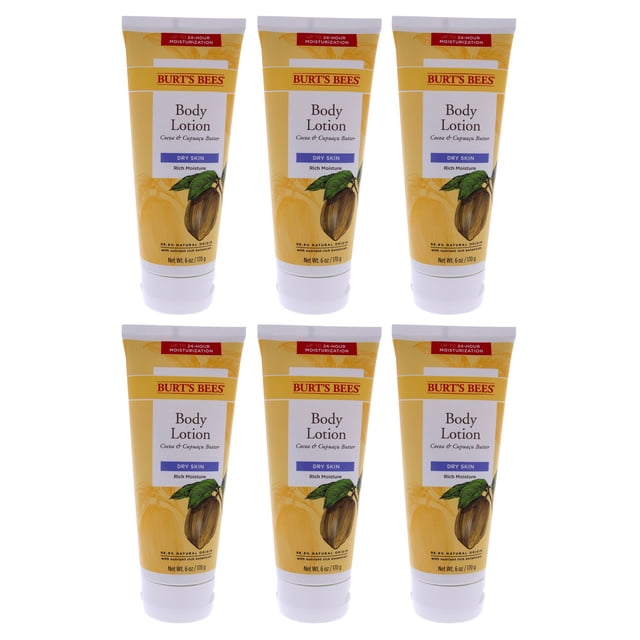Loción corporal con manteca de cacao y cupuaçu de Burts Bees para unisex - Loción corporal de 6 oz - Paquete de 6 Burts Bees Burts Bees Loción corporal 6 oz