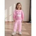 thumbnail image 5 of Miaouyo Toddler Baby Girl Halloween Fall Outfits 6 12 18 24 Months 2T 3T 4T Pumpkin Face Embroidery Long Sleeve Doll Collar Pullover + Elastic Plaid Pants 2 Pcs Set, 5 of 9