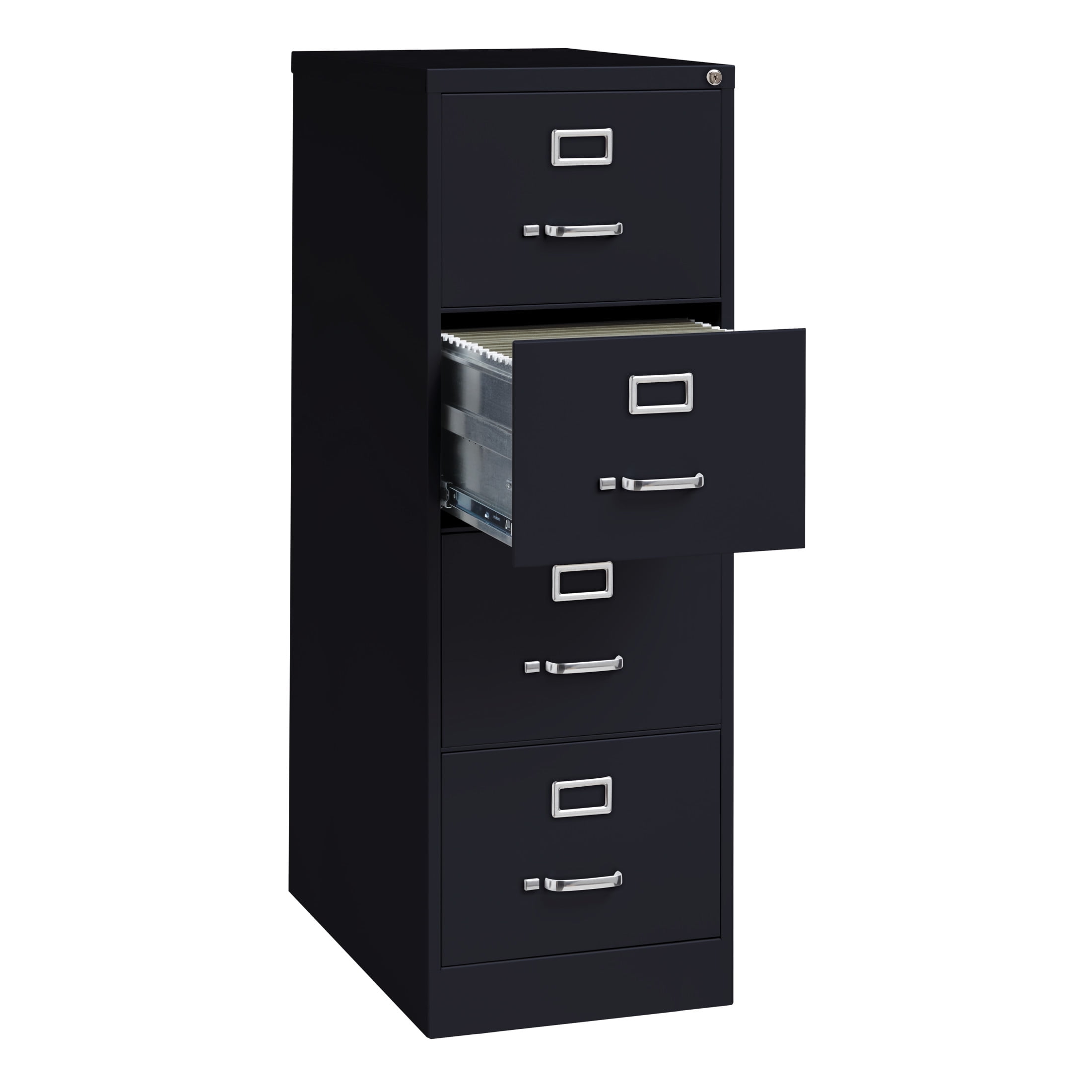 Hirsh 26.5" Deep 4 Drawer Legal Width Metal Vertical File Cabinet, Commercial Grade, Black