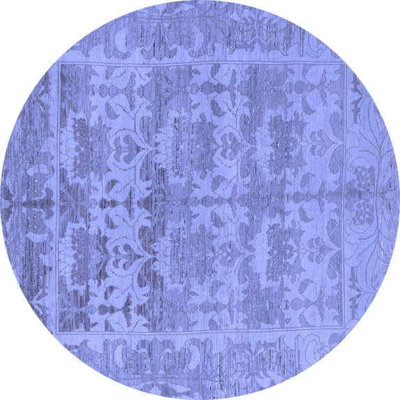 Ahgly Company Indoor Round Oriental Blue Traditional Area Rugs, 7' Round
